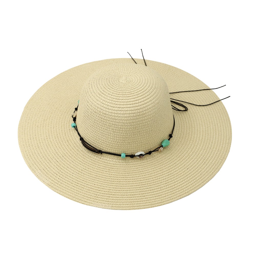 Straw Hat With Rope and Beads