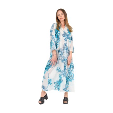 Maxi shirt dress with sea...
