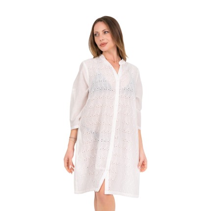 Shirt dress white with...