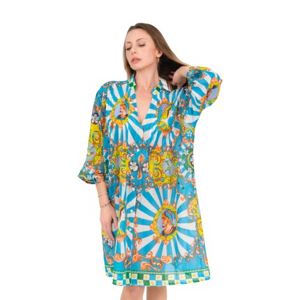 Midi shirt dress with...