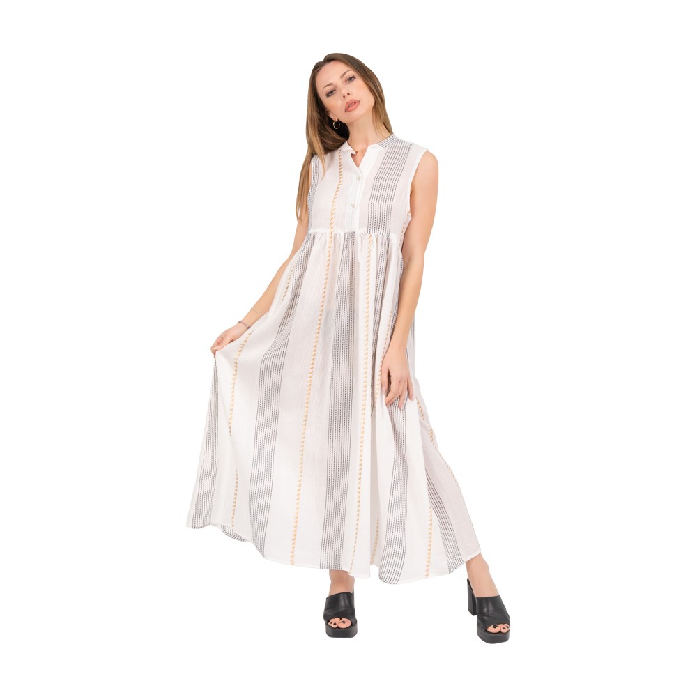 Φόρεμα λευκό maxi αμάνικο