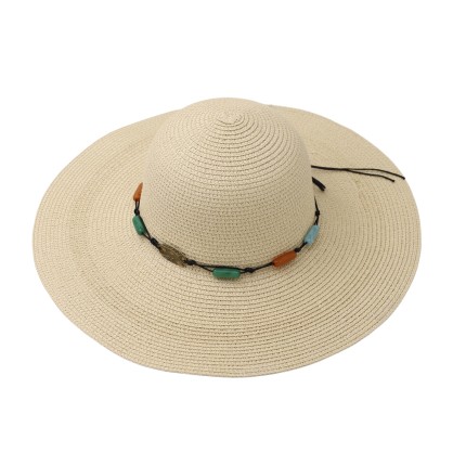 Straw Hat With Cord and Beads 2