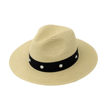 Straw Hat With Ribbon and...