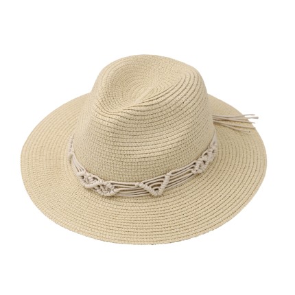 Straw Hat With Macrame Cord