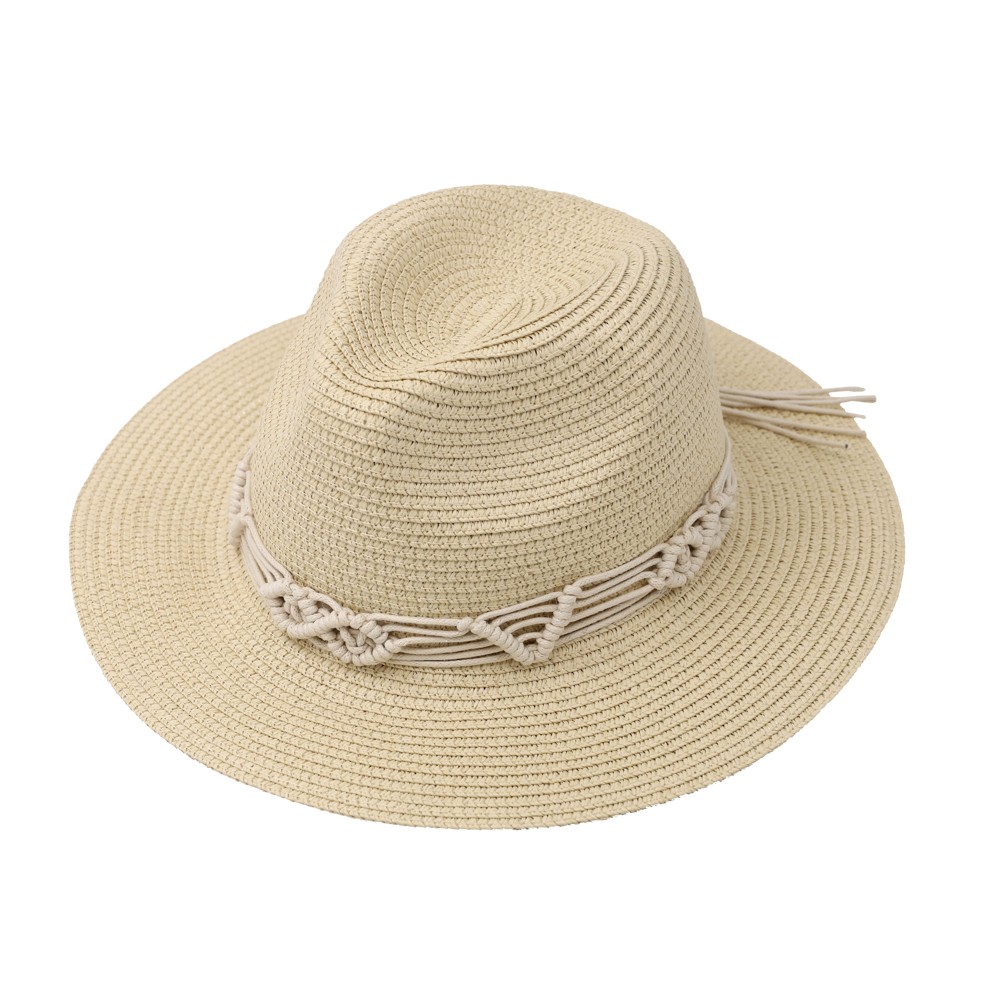Straw Hat With Macrame Cord Straw Hat With Macrame Cord