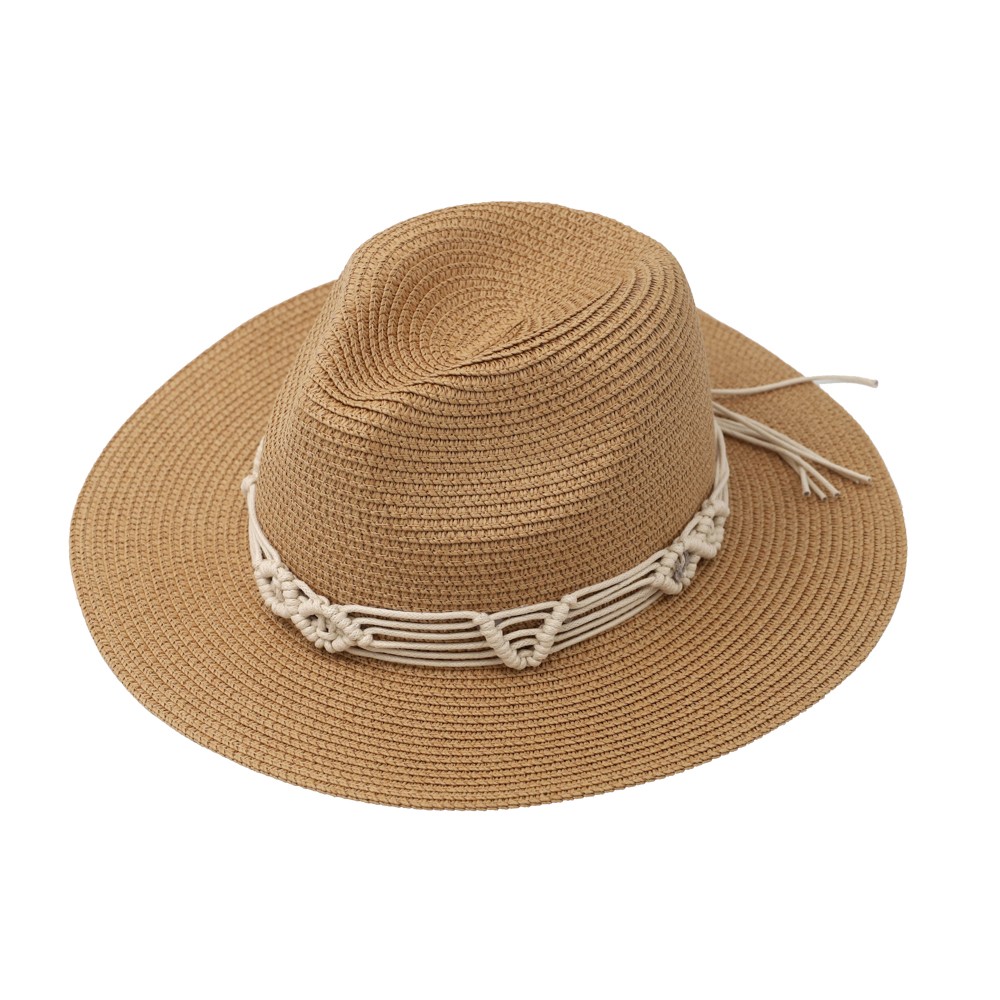 Straw Hat With Macrame Cord Straw Hat With Macrame Cord