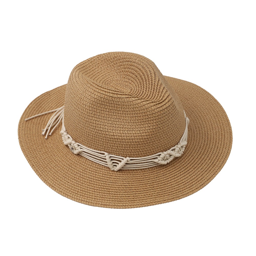 Straw Hat With Macrame Cord Straw Hat With Macrame Cord