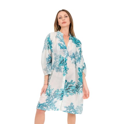 Midi shirt dress with sea...