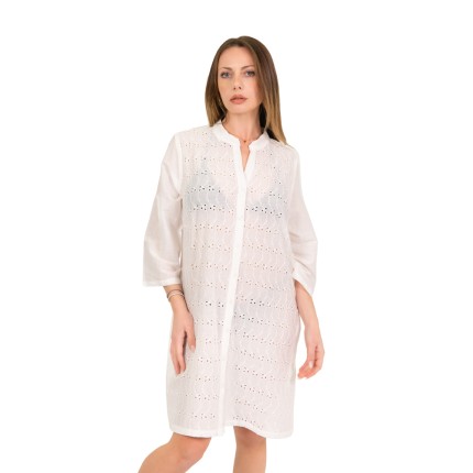 Shirt dress white with... 2