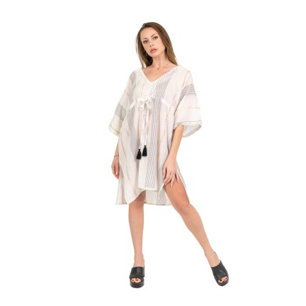 Kaftan mini White Boho style 2