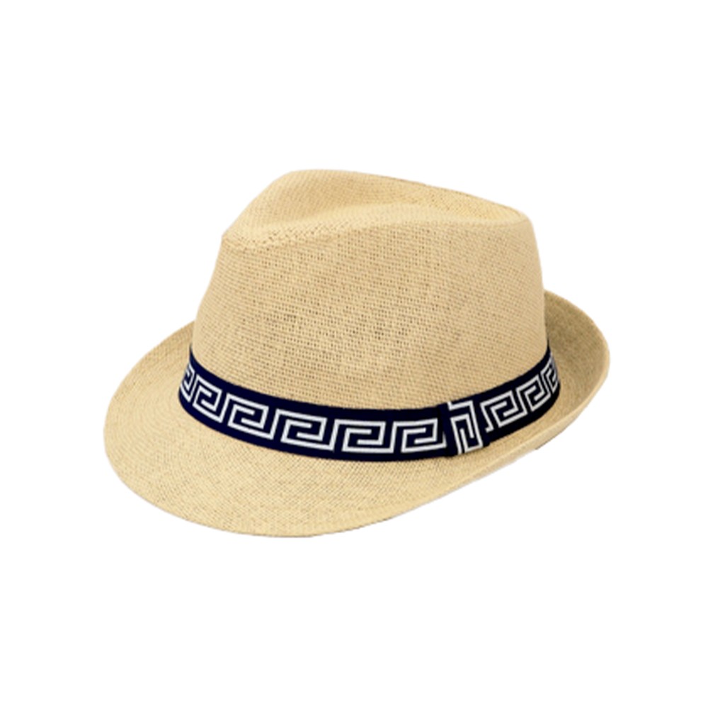 Straw Hat With Black Ribbon Meander Straw Hat With Black Ribbon Meander