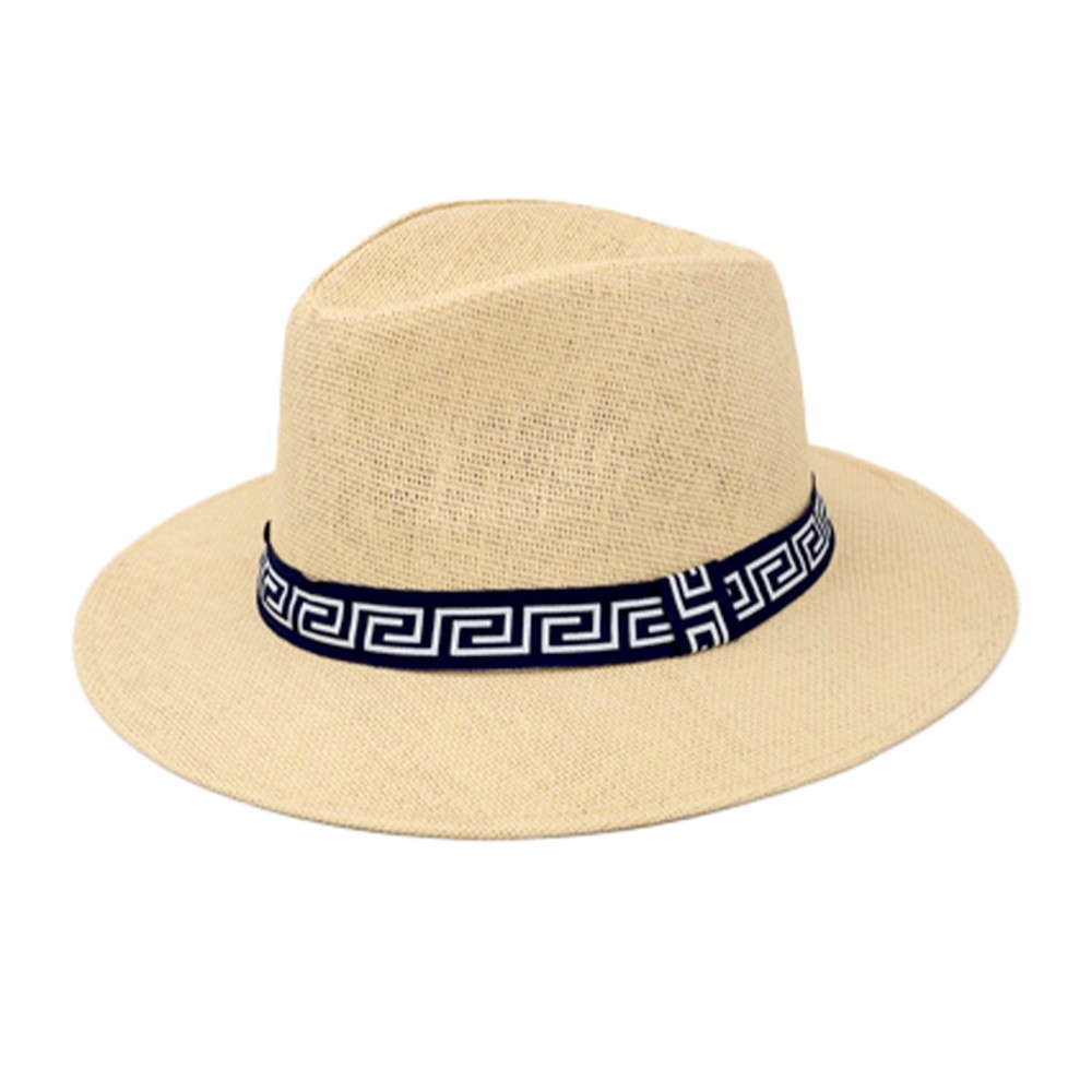 Straw Hat With Black Ribbon Meander Straw Hat With Black Ribbon Meander