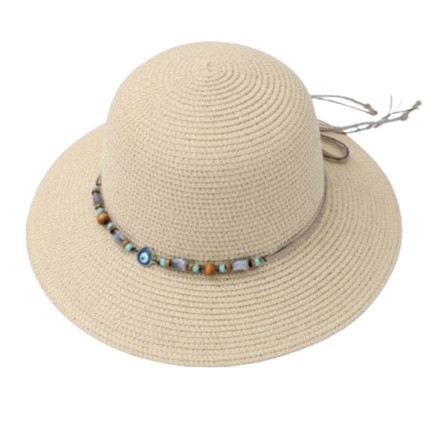Straw Hat With Cord and Beads