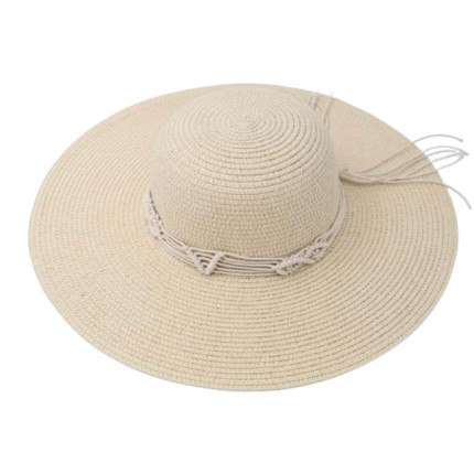 Straw Hat With Macrame Cord