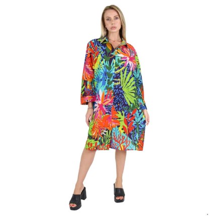 Maxi shirt dress with sea...