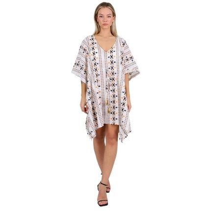 Kaftan mini White Boho style 2