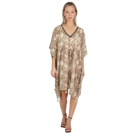 Kaftan dress with gold -...