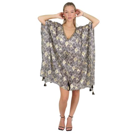 Kaftan dress with gold -...