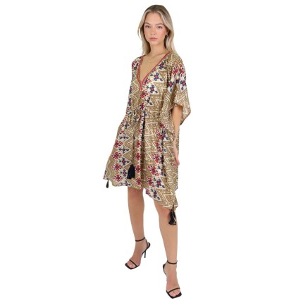 Kaftan dress with gold -...