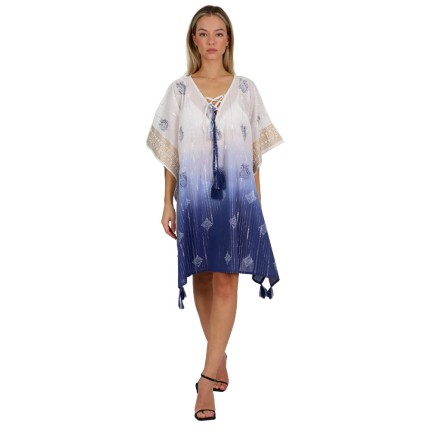 Kaftan dress with gold -...