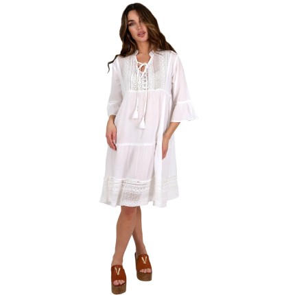 Shirt Dress White With... 2