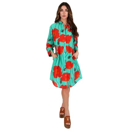 Midi Shirt Dress With...