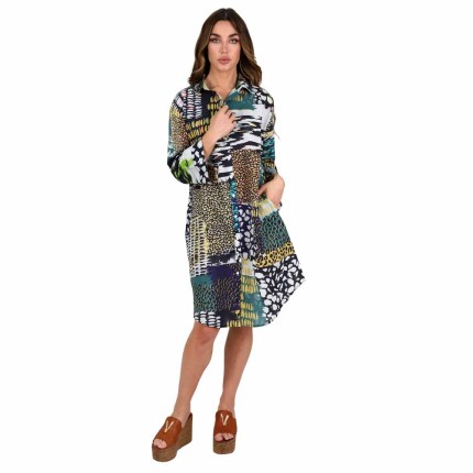 Midi Shirt Dress With...