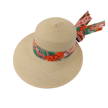 Straw Hat With Ribbon