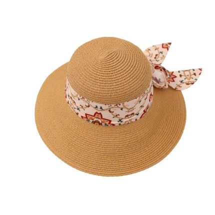 Straw Hat With Ribbon