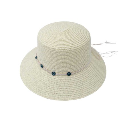 Women's Straw Hat Beaded Eyes