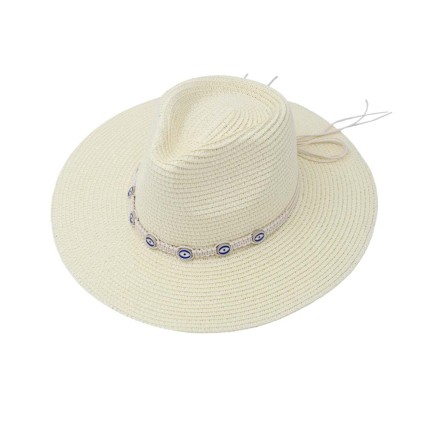 Women's Straw Hat Beaded Eyes