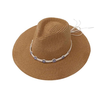 Women's Straw Hat Beaded Eyes 2