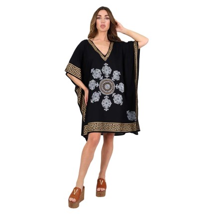 Kaftan Dress Mini With Gold...