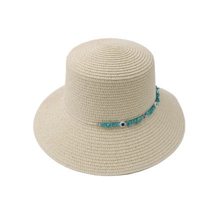 Women's Straw Hat Beaded Eyes 2