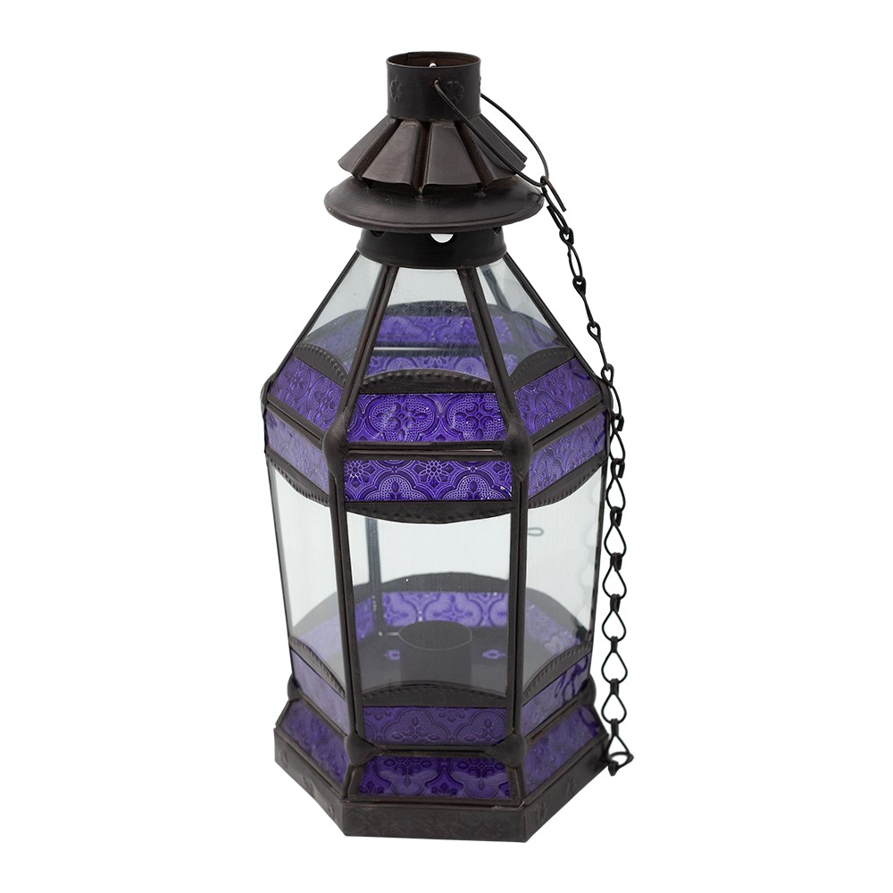 Metal Lantern with Glass 16x15x15cm