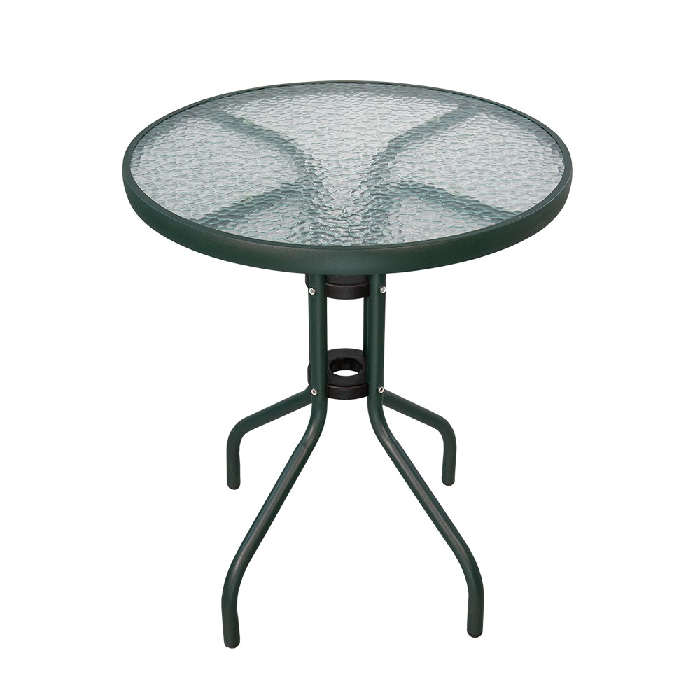 Metal Round Table With Glass 61x61x73cm