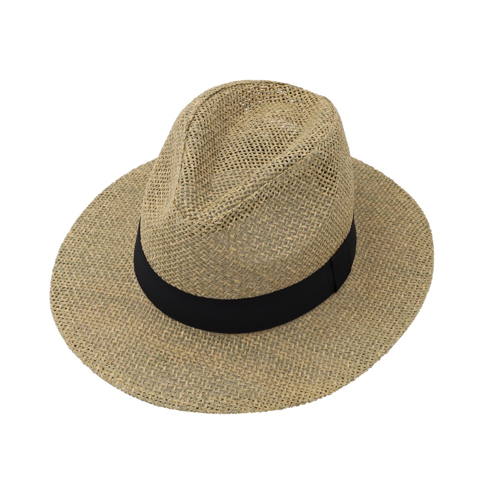 Men's Straw Trilby Hat with Black Ribbon