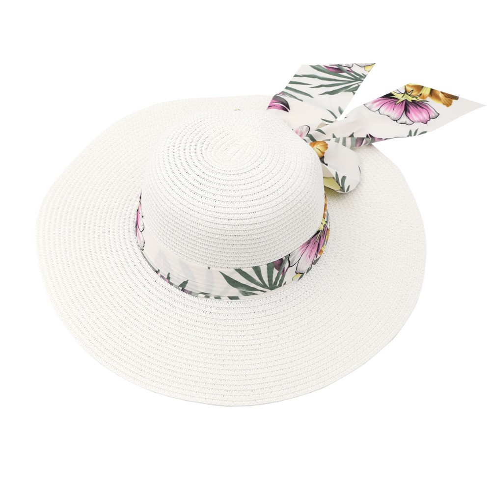 Γυναικείο Ψάθινο Καπέλο Floral Κορδέλα