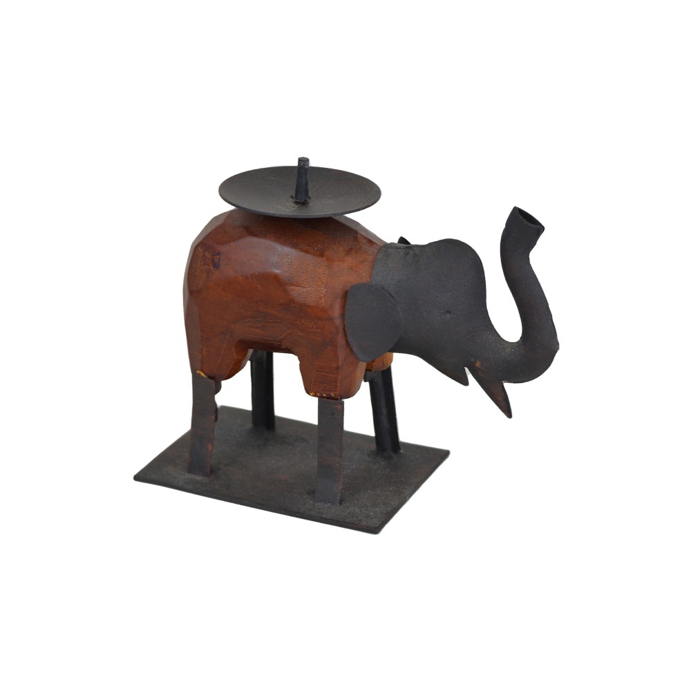 Ξύλινο Κηροπήγιο Ελέφαντας 15x12x7cm